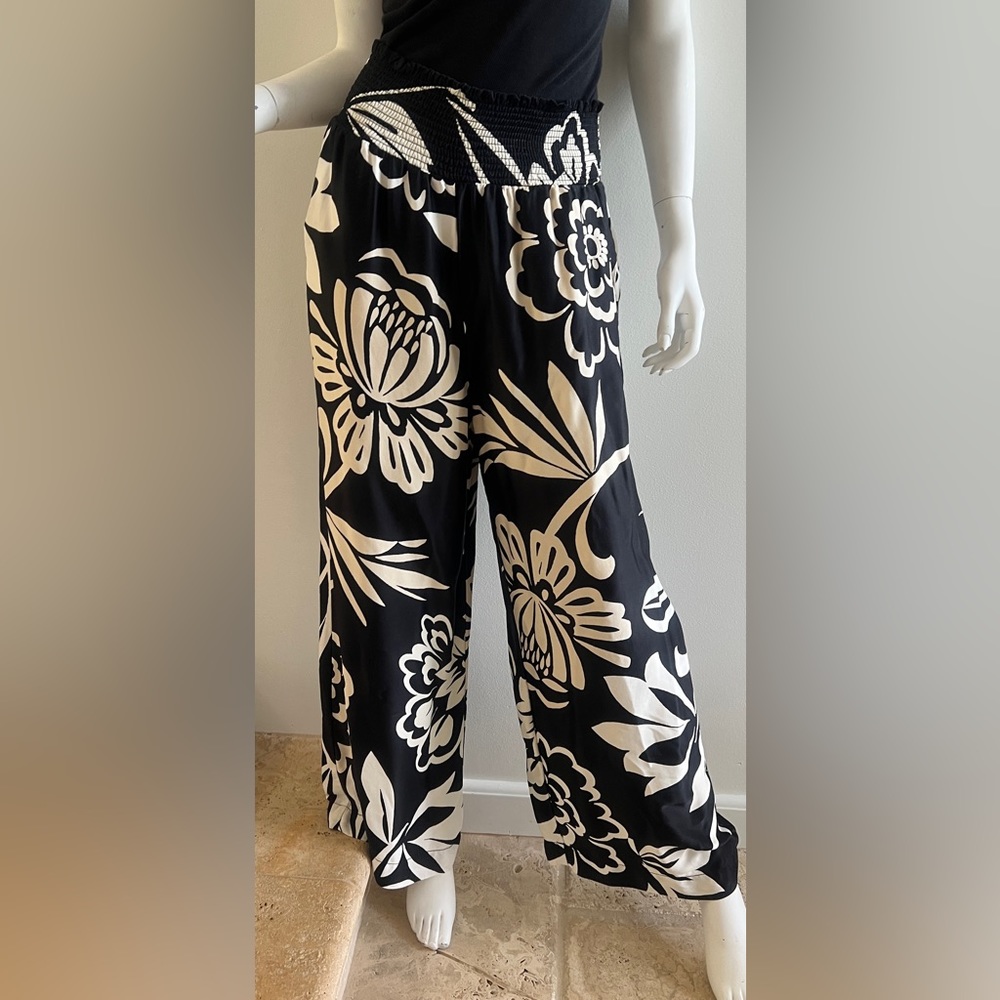 MAEVE BY ANTHROPOLOGIE Wide Leg Pants Black White Size Medium